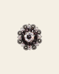 Amethyst & AB Antique Silver 1.5" European Crystal Concho on a warm cream background