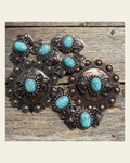 Antique Silver and Turquoise Bowtie W248 on a warm cream background