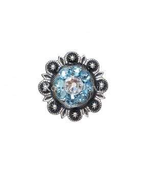 Aqua & Clear Antique Silver 1" European Crystal Concho