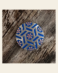 Antique Silver Blue Geometric Concho 1" W236S on a warm cream background