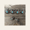 Antique Silver Copper Accent Turquoise Saddle Set #SSW244