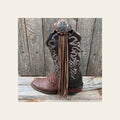 Boot Cuff Jewelry - Antique Silver Floral Engraved Concho - Fringe