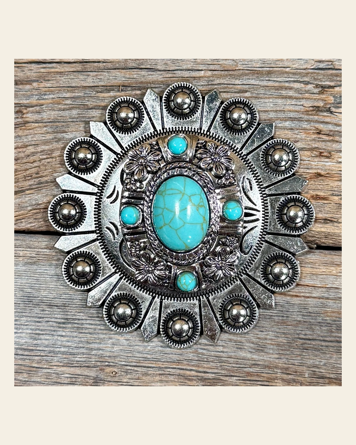 Antique Silver Floral & Turquoise Berry Jacket #BJW260L on a warm cream background