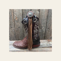 Boot Cuff Jewelry - Antique Silver Flower and Berry Concho - Fringe