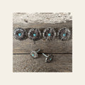 Antique Silver Flower with Copper Dots and Turquoise Saddle Set #SSW249