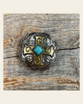 Antique Silver & Gold Concho 1" W189S on a warm cream background