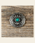 Antique Silver Green Turquoise Concho 1" W203SX on a warm cream background