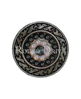 Jet & AB Antique Silver 1.5" Disc European Crystal Concho