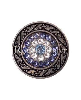 Light Sapphire Clear & Lilac Antique Silver 1.5" Disc European Crystal Concho