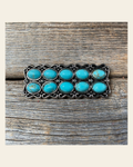 Antique Silver Rectangle Turquoise Concho 2" W216 on a warm cream background