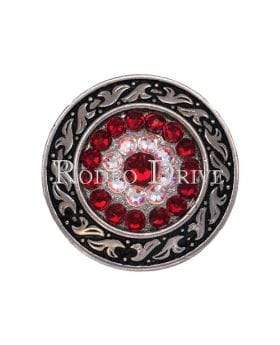 Red & AB Antique Silver 1.5" Disc European Crystal Concho