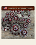 Antique Silver Ruby - AB Crystal Conchos | Sizes 1"- 3" | Buckles | Saddle Set | Leather Rosettes | Slide on a warm cream background