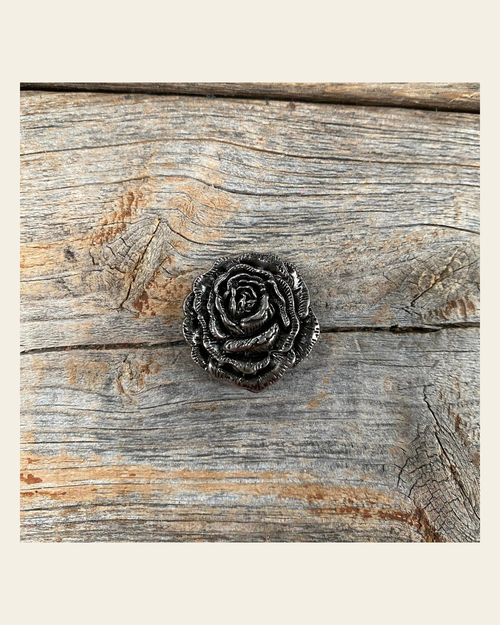 Antique Silver Rose Concho 1" W108AS on a warm cream background