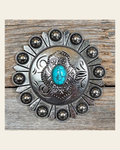 Antique Silver Shield with Turquoise Stone Berry Jacket #BJW252L on a warm cream background