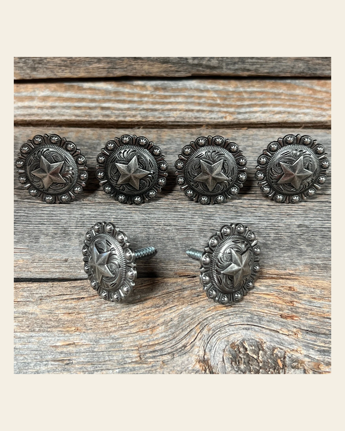 Antique Silver Star Saddle Set SSW174 on a warm cream background