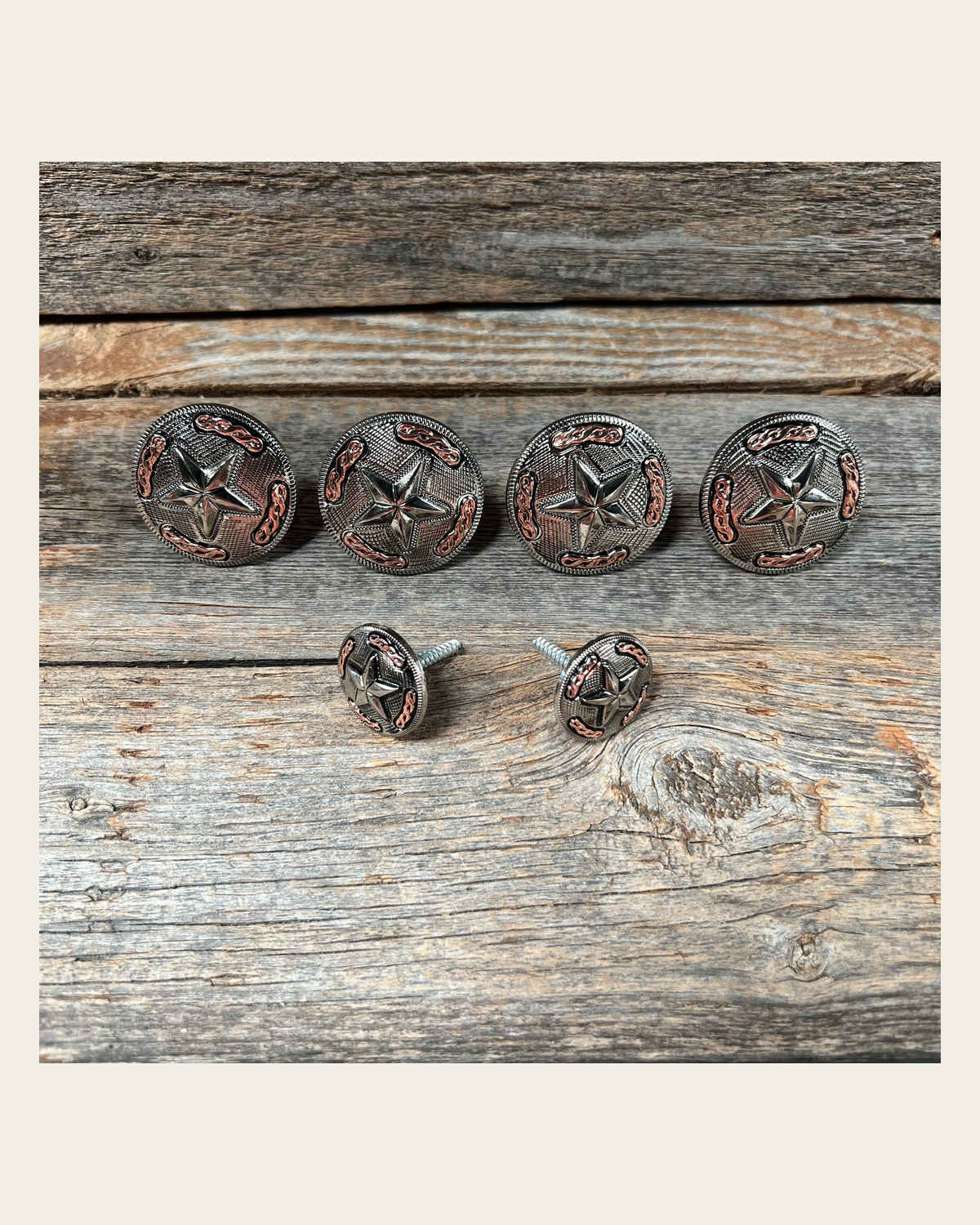 Antique Silver Texas Star Saddle Set SSW187 on a warm cream background