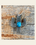 Antique Silver Turquoise Cactus Concho 1.25" W178L on a warm cream background
