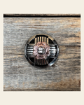Antique Silver with Copper Flower 1.5" Concho W217L on a warm cream background