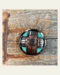Antique Silver with Copper Flower Concho 1" W190S on a warm cream background