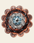 Aqua & Clear Antique Silver 1" European Crystal Concho and Leather Rosette on a warm cream background