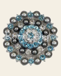 Aqua & Clear Antique Silver Berry Jacket European Crystal on a warm cream background