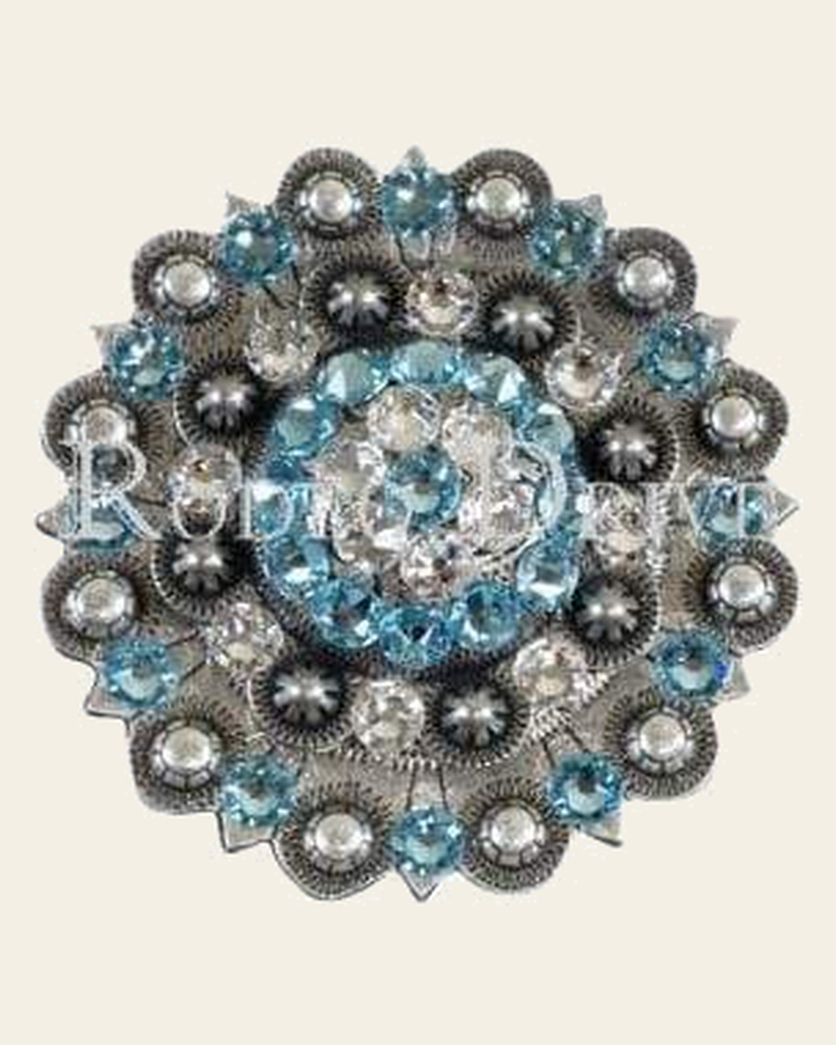 Aqua & Clear Antique Silver Berry Jacket European Crystal on a warm cream background
