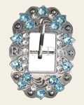 Aqua & Clear Antique Silver European Crystal Cart Buckle on a warm cream background
