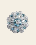 Aqua & Clear Bright Silver 1.5" European Crystal Concho on a warm cream background