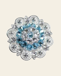 Aqua & Clear Bright Silver 2" European Crystal Concho on a warm cream background