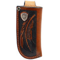 Ariat Knife Sheath Leather Feather Concho Silver Tan