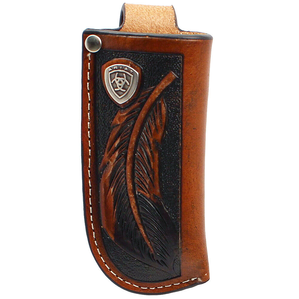 Ariat Knife Sheath Leather Feather Concho Silver Tan