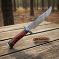 Handmade Clip Point Bowie Knife Forged Damascus Steel Fixed Blade by JW SteelCrafts
