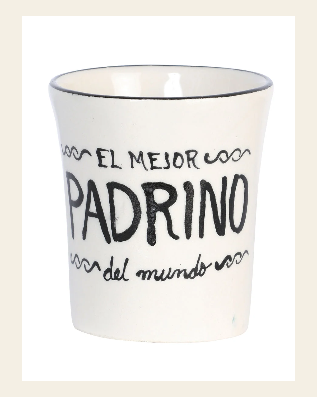 Artisanal Decorative Coffee Mug God Father Talavera Beige 601885 on a warm cream background