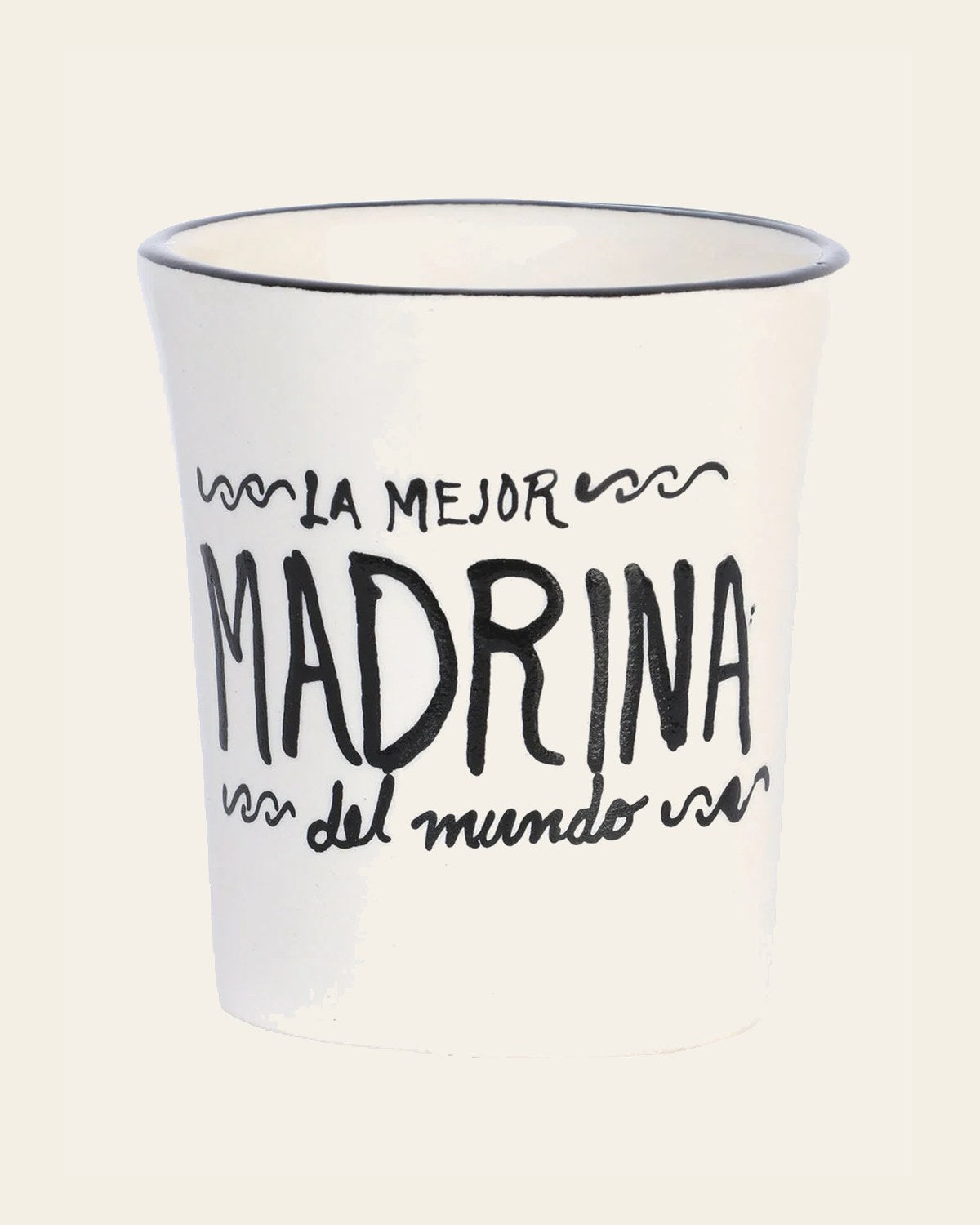 Artisanal Decorative Coffee Mug God-Mother Talavera Beige 601886 on a warm cream background