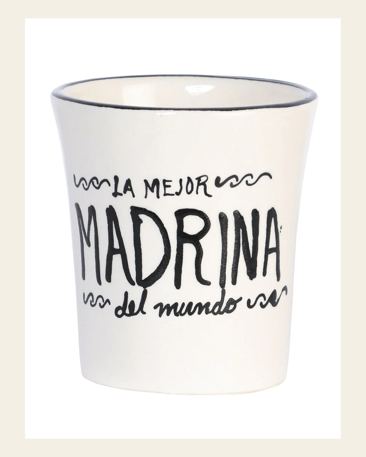Artisanal Decorative Coffee Mug God-Mother Talavera Beige 601886 on a warm cream background