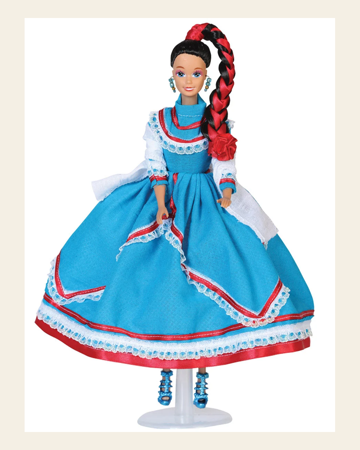 Artisanal Decorative Doll Mexican State Durango Multicolor 601911 on a warm cream background