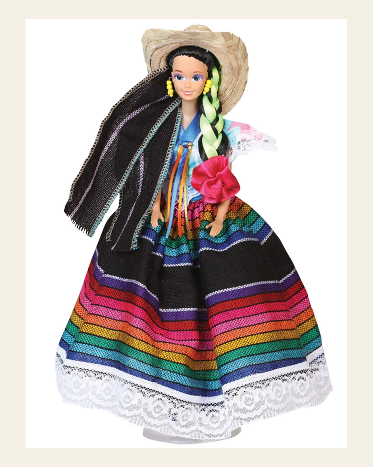 Artisanal Decorative Doll Mexican State Edo. Mexico Multicolor 601912 on a warm cream background