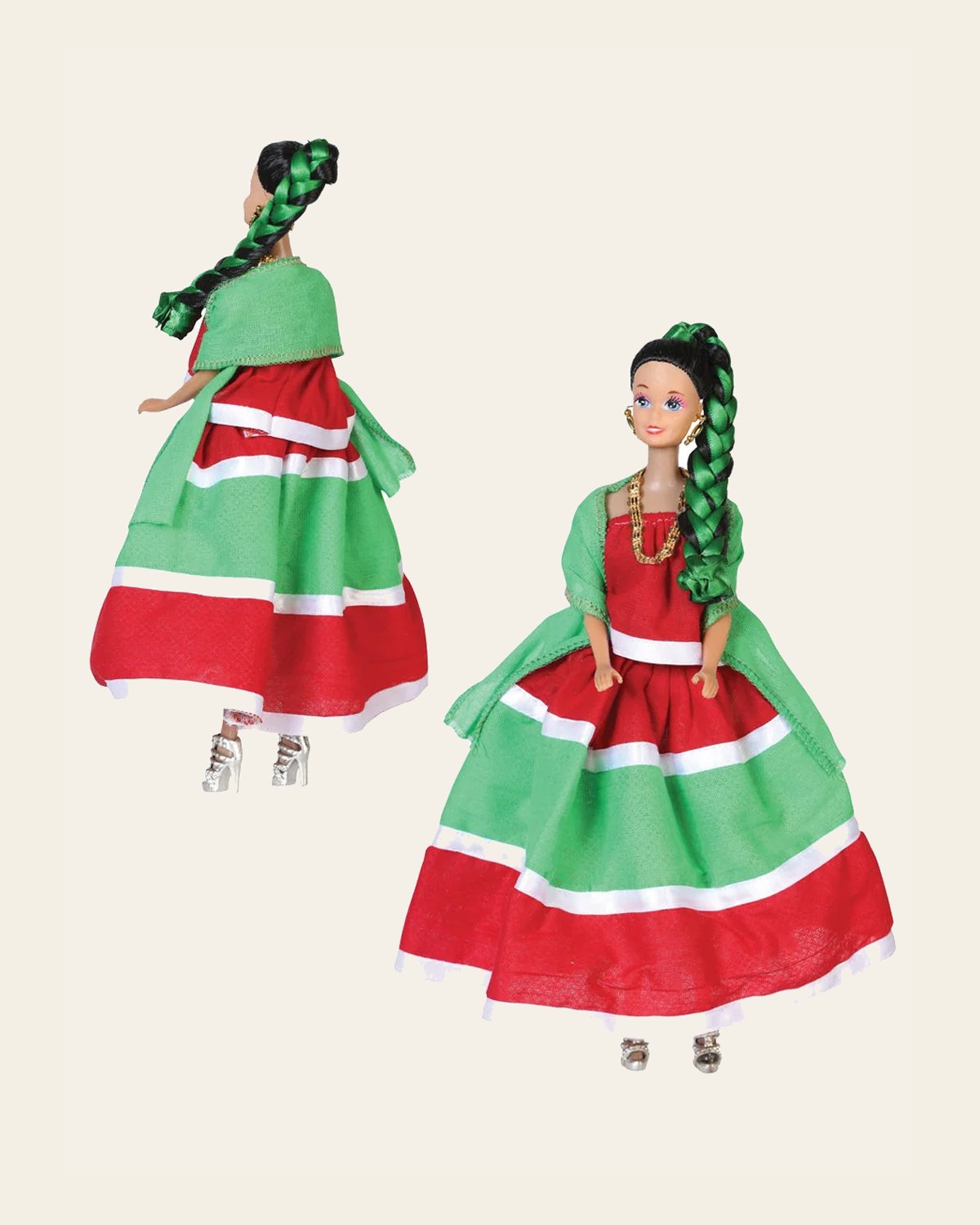 Artisanal Decorative Doll Mexican State Sinaloa Multicolor 601925 on a warm cream background