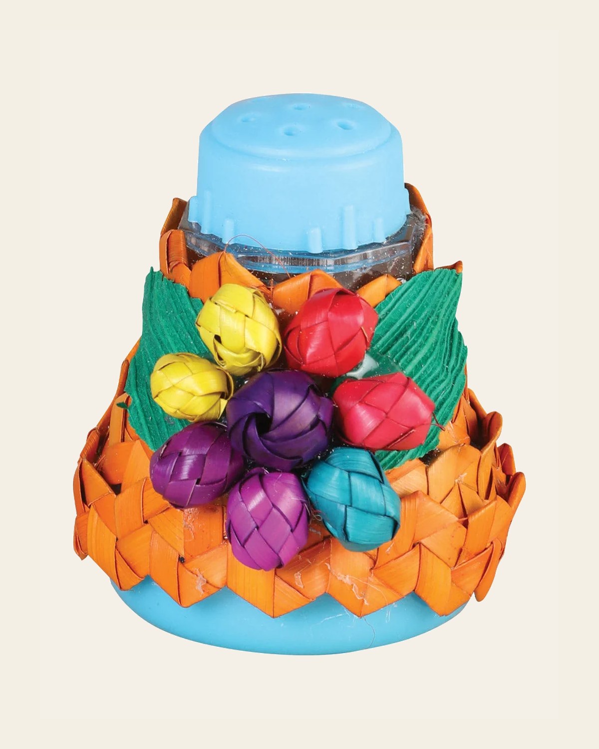 Artisanal Decorative Salt Dispenser 100% Palm Leaf Multicolor 602138 on a warm cream background