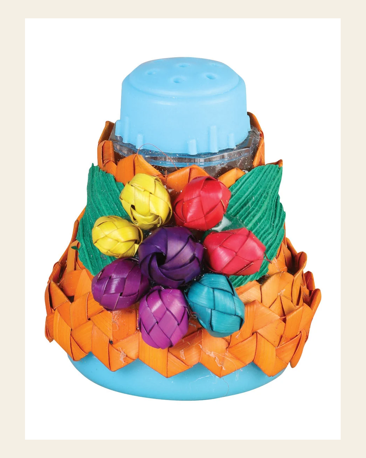 Artisanal Decorative Salt Dispenser 100% Palm Leaf Multicolor 602138 on a warm cream background