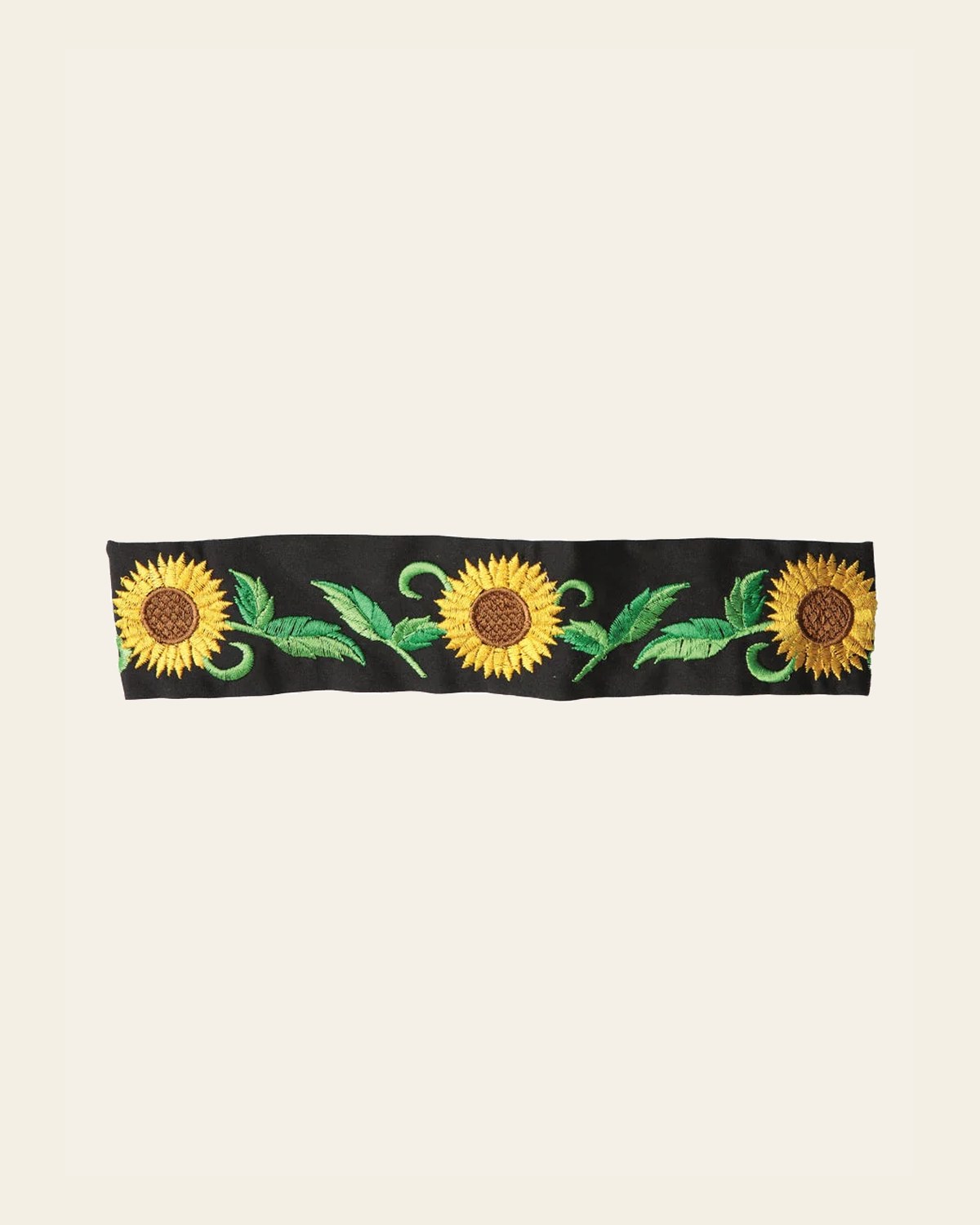 Artisanal Elastic Headband Black 602772 on a warm cream background