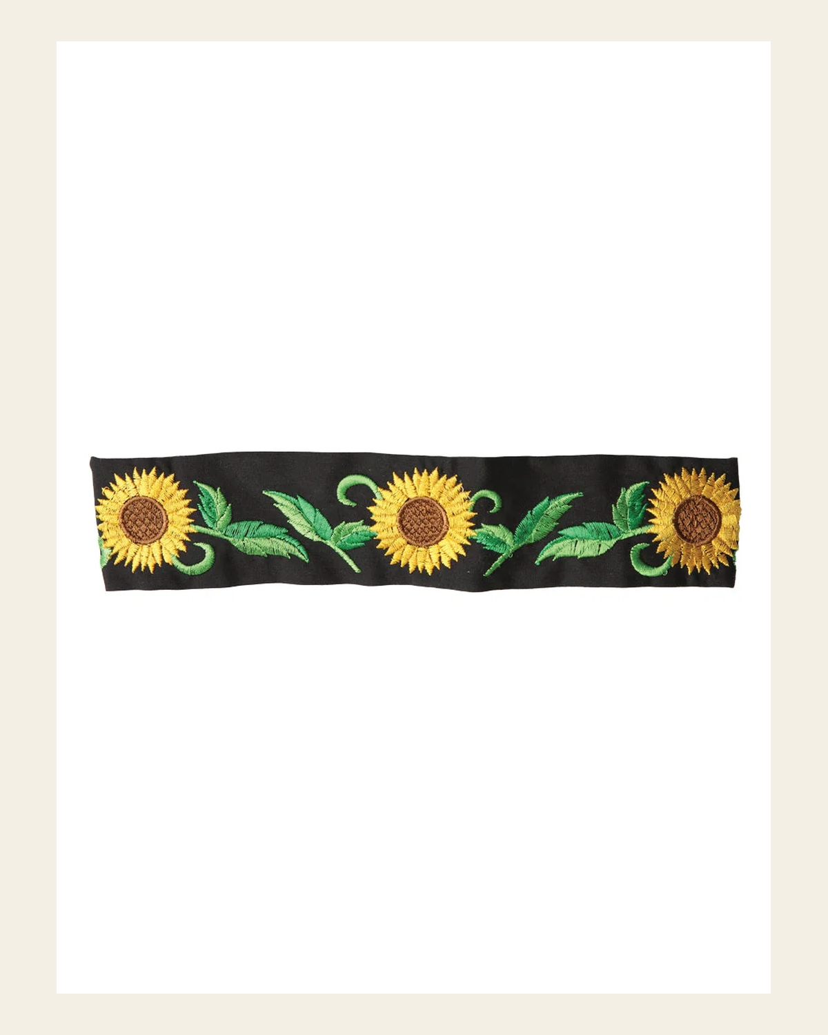 Artisanal Elastic Headband Black 602772 on a warm cream background