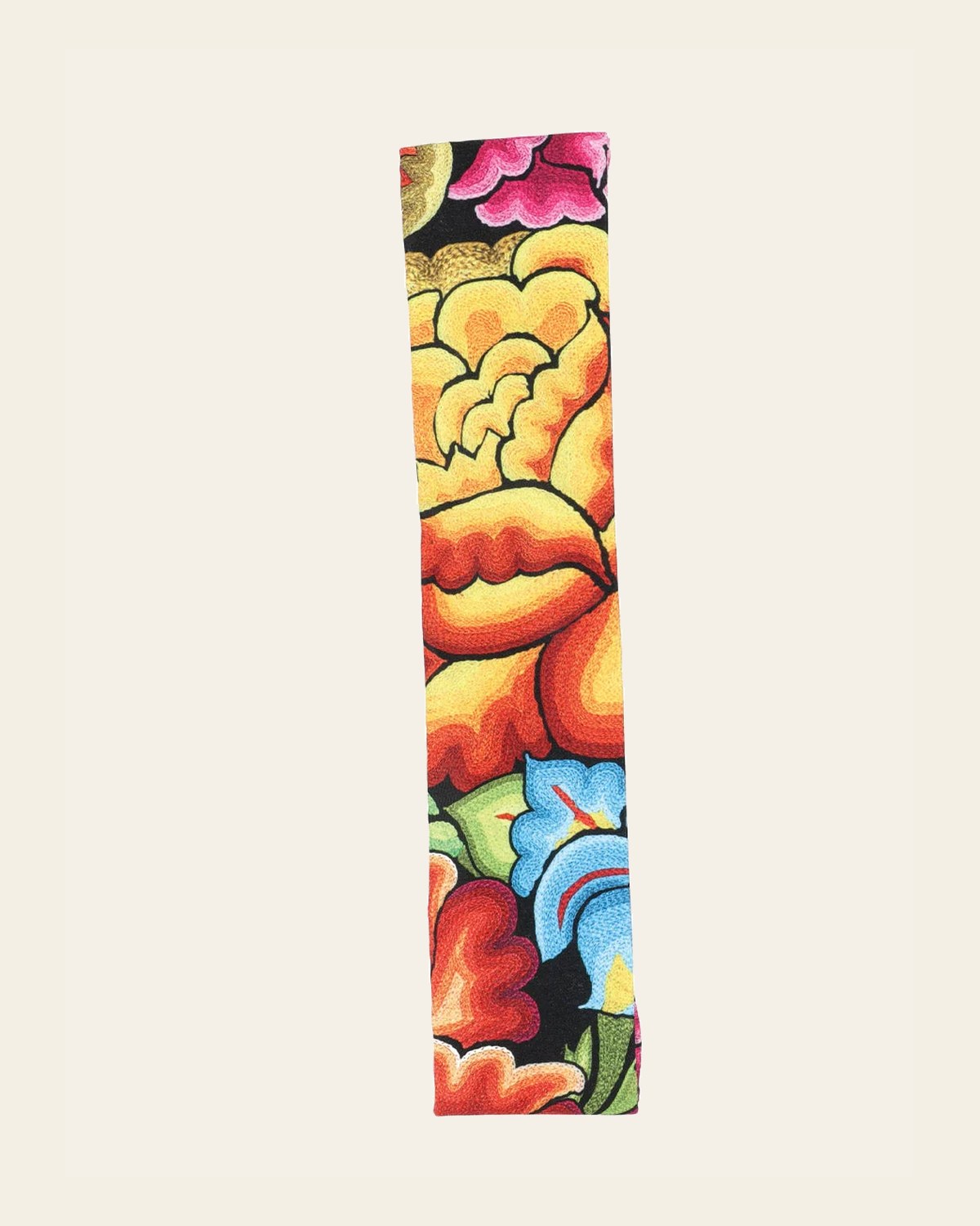 Artisanal Elastic Headband Black 602773 on a warm cream background