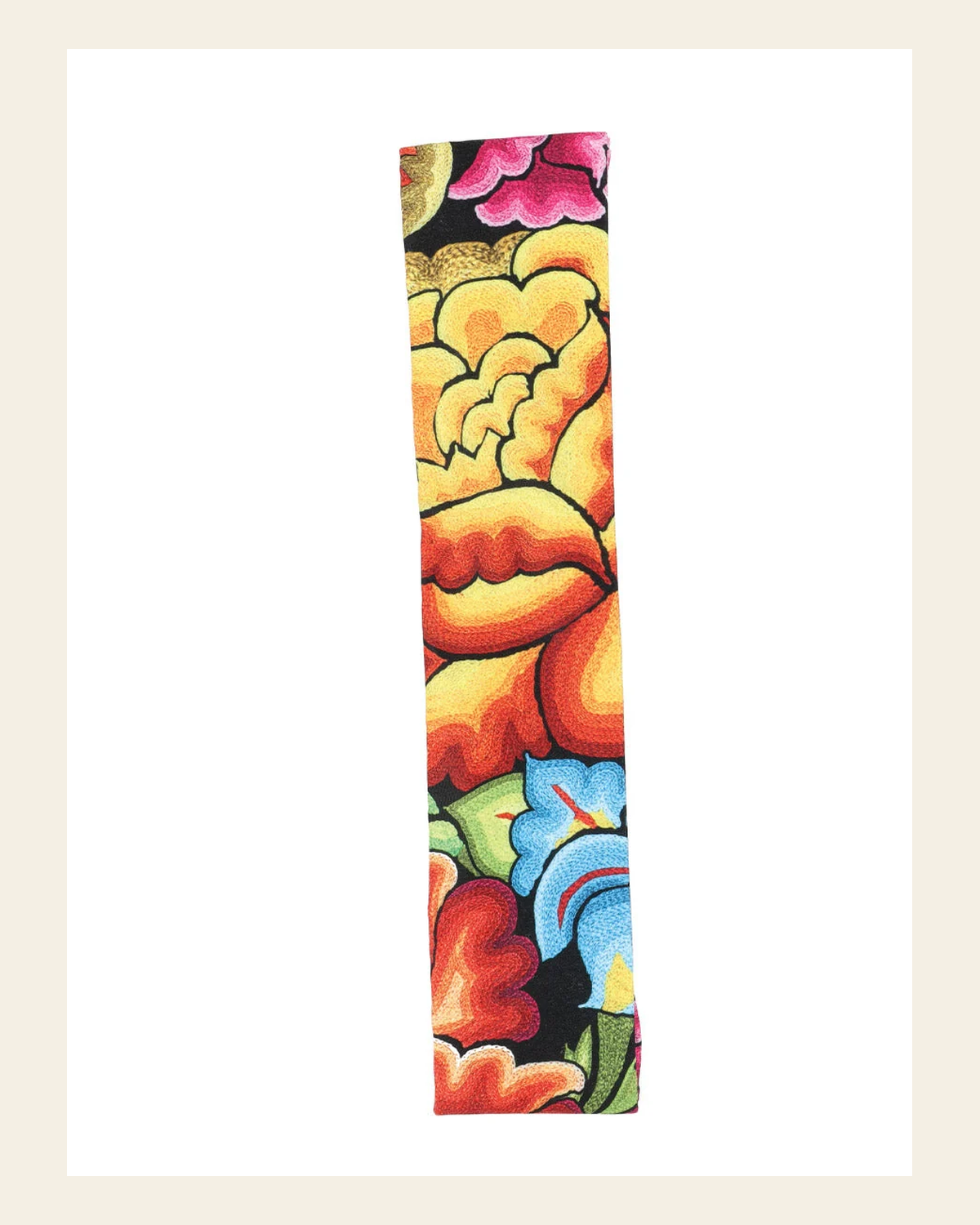 Artisanal Elastic Headband Black 602773 on a warm cream background