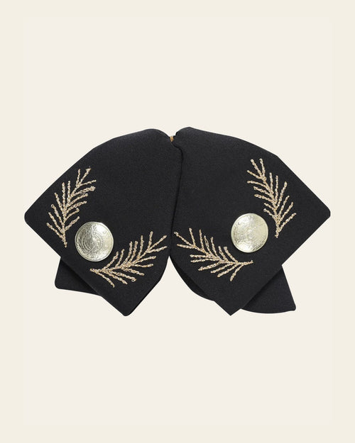 Adult Mexican Charro Bow Tie 100% Polyester Black/Gold 601107 on a warm cream background