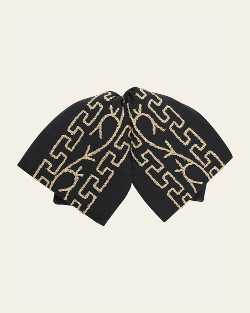 Adult Mexican Charro Bow Tie 100% Polyester Black/Gold 601111 on a warm cream background