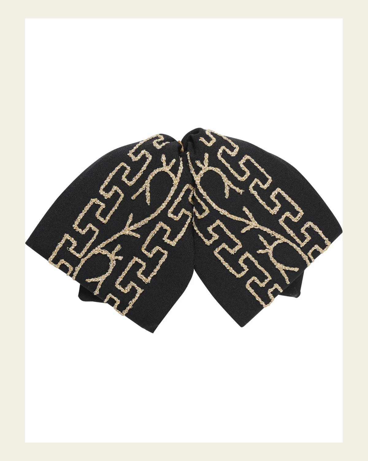 Adult Mexican Charro Bow Tie 100% Polyester Black/Gold 601111 on a warm cream background