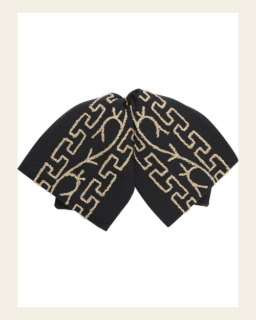 Adult Mexican Charro Bow Tie 100% Polyester Black/Gold 601111 on a warm cream background