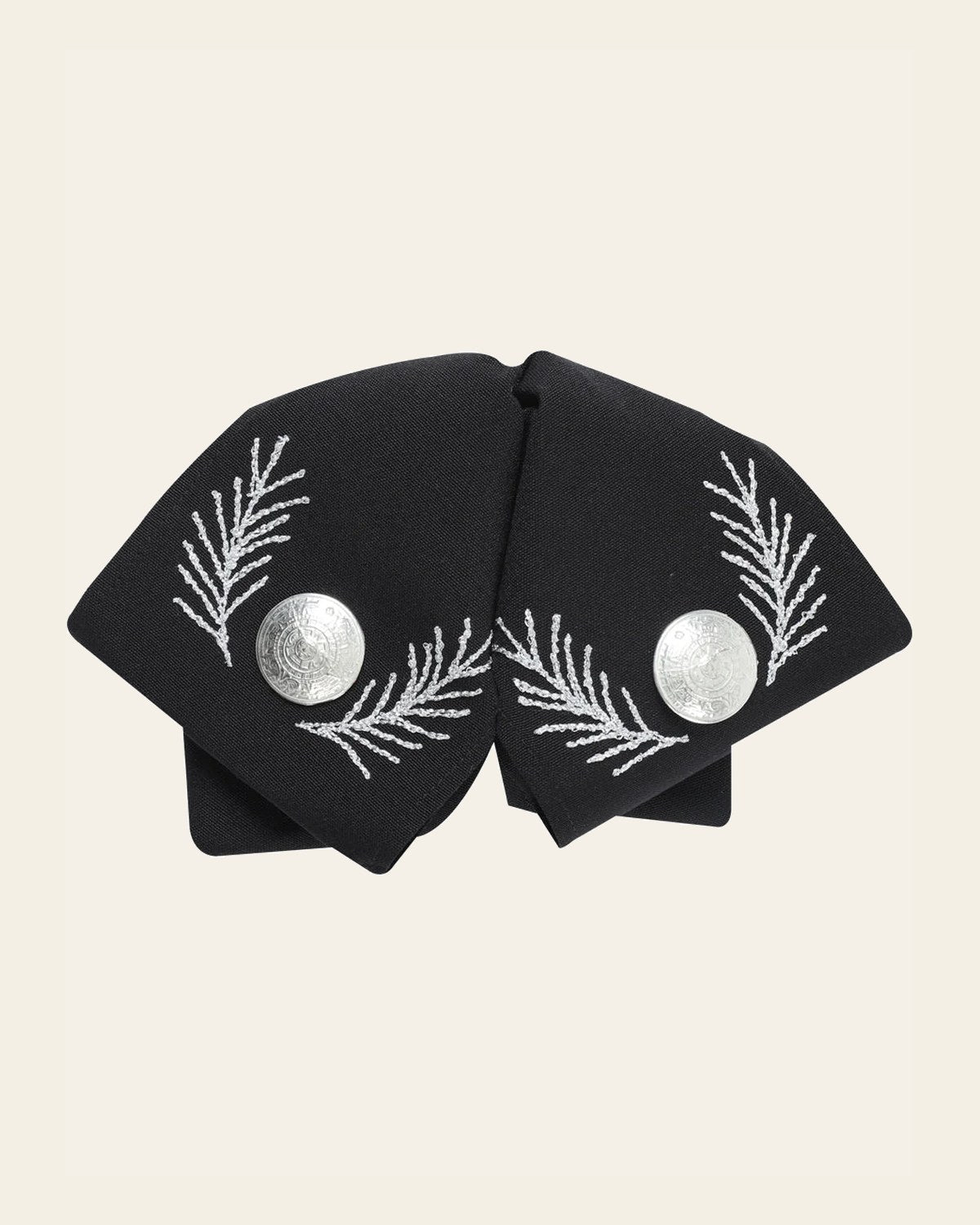 Adult Mexican Charro Bow Tie 100% Polyester Black/Silver 601110 on a warm cream background
