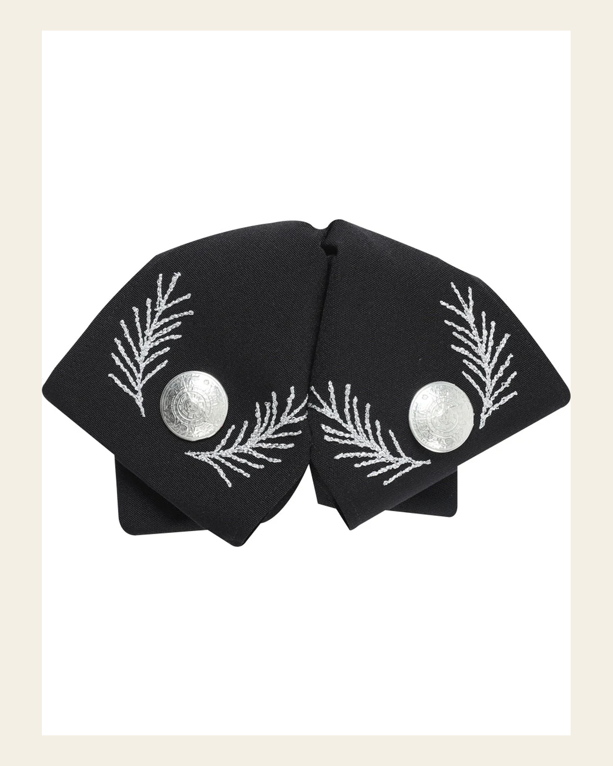 Adult Mexican Charro Bow Tie 100% Polyester Black/Silver 601110 on a warm cream background